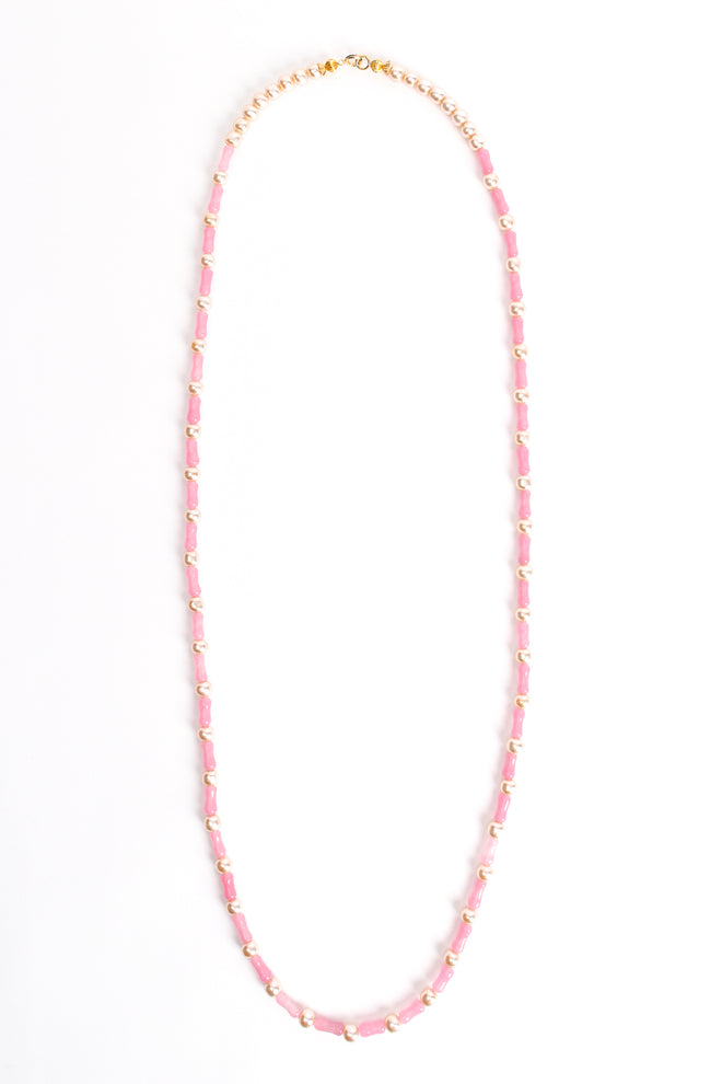 Vintage Unsigned William deLillo Pink Glass Bead and Pearl Layering Necklace at Recess Los Angeles
