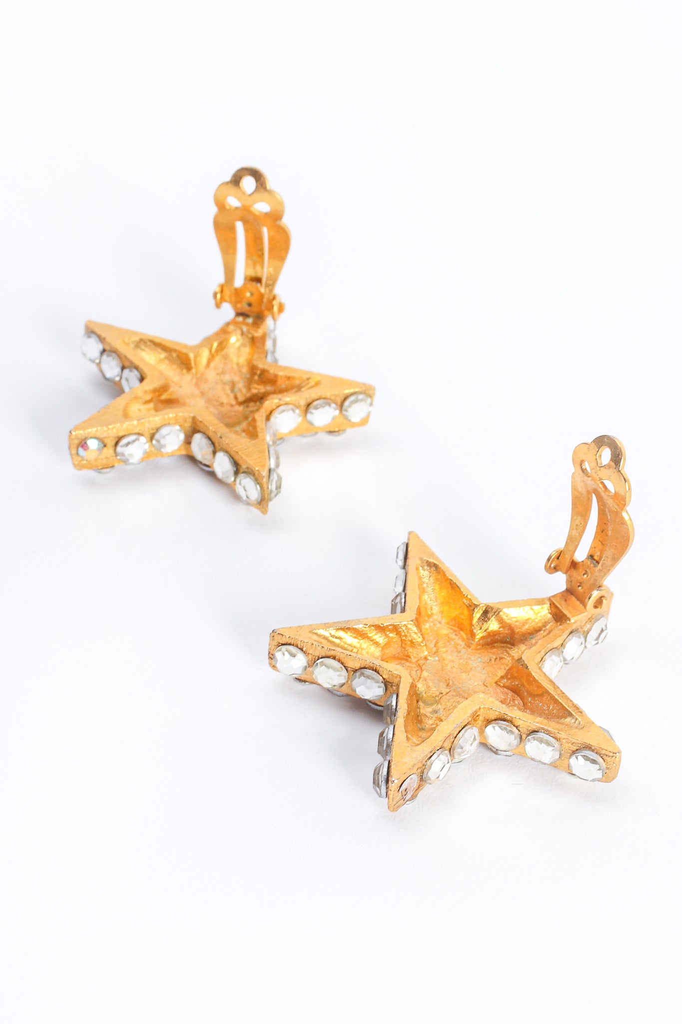 Vintage William deLillo Rhinestone Star Earrings Set  backside at Recess Los Angeles