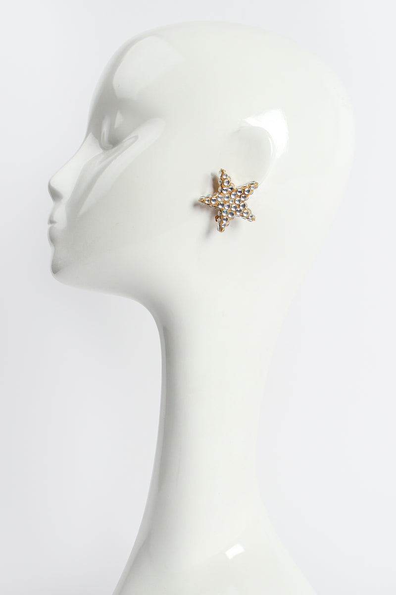 Vintage William deLillo Rhinestone Star Earrings on mannequin at Recess Los Angeles
