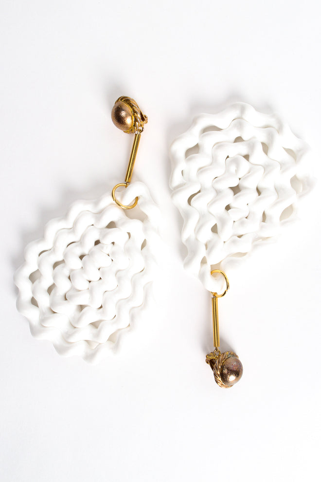 Vintage William deLillo Sculpted Spiral Twist Pendant Earrings Recess Los Angeles