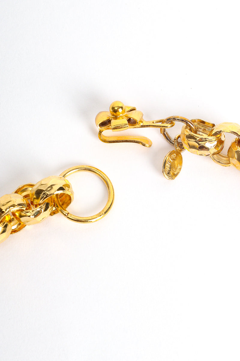 Vintage William deLillo Sculpted Spiral Twist Drop Necklace hook clasp at Recess Los Angeles