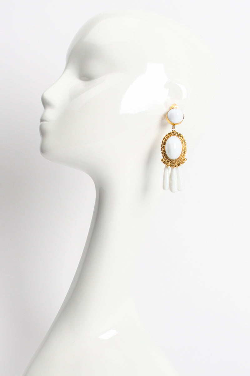 Vintage William deLillo Baroque Glass Drop Chandelier Earrings on mannequin at Recess Los Angeles