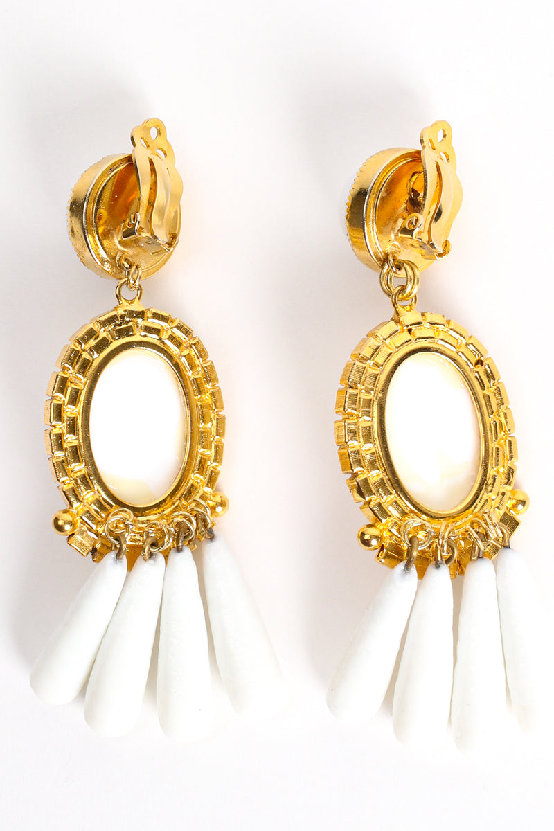 Vintage William deLillo Baroque Glass Drop Chandelier Earrings backside at Recess Los Angeles