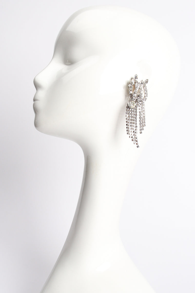 Vintage Crystal Fringed Wing Earrings on mannequin at Recess Los Angeles