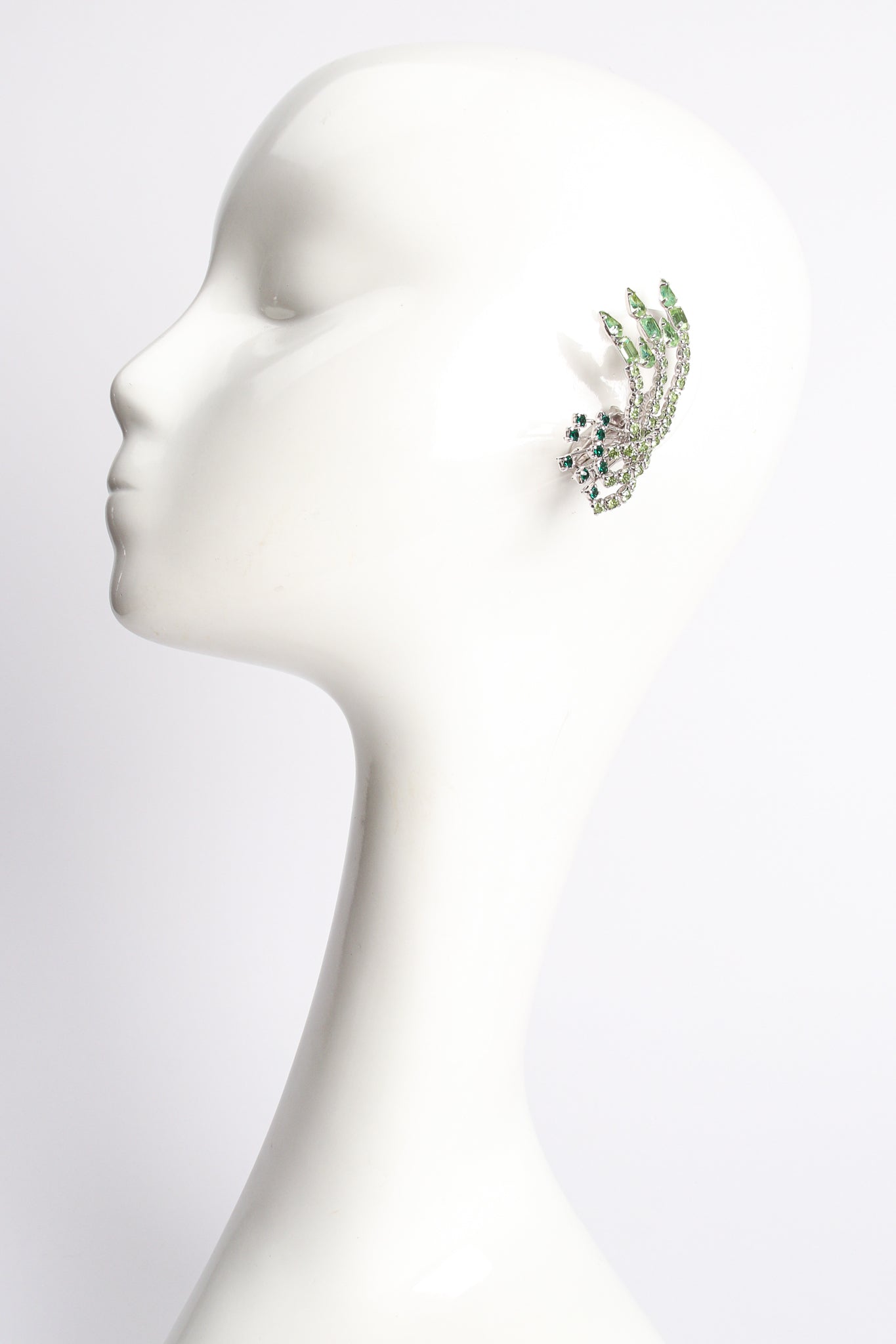 Vintage Rhinestone Spray Climber Earrings on mannequin at Recess Los Angeles