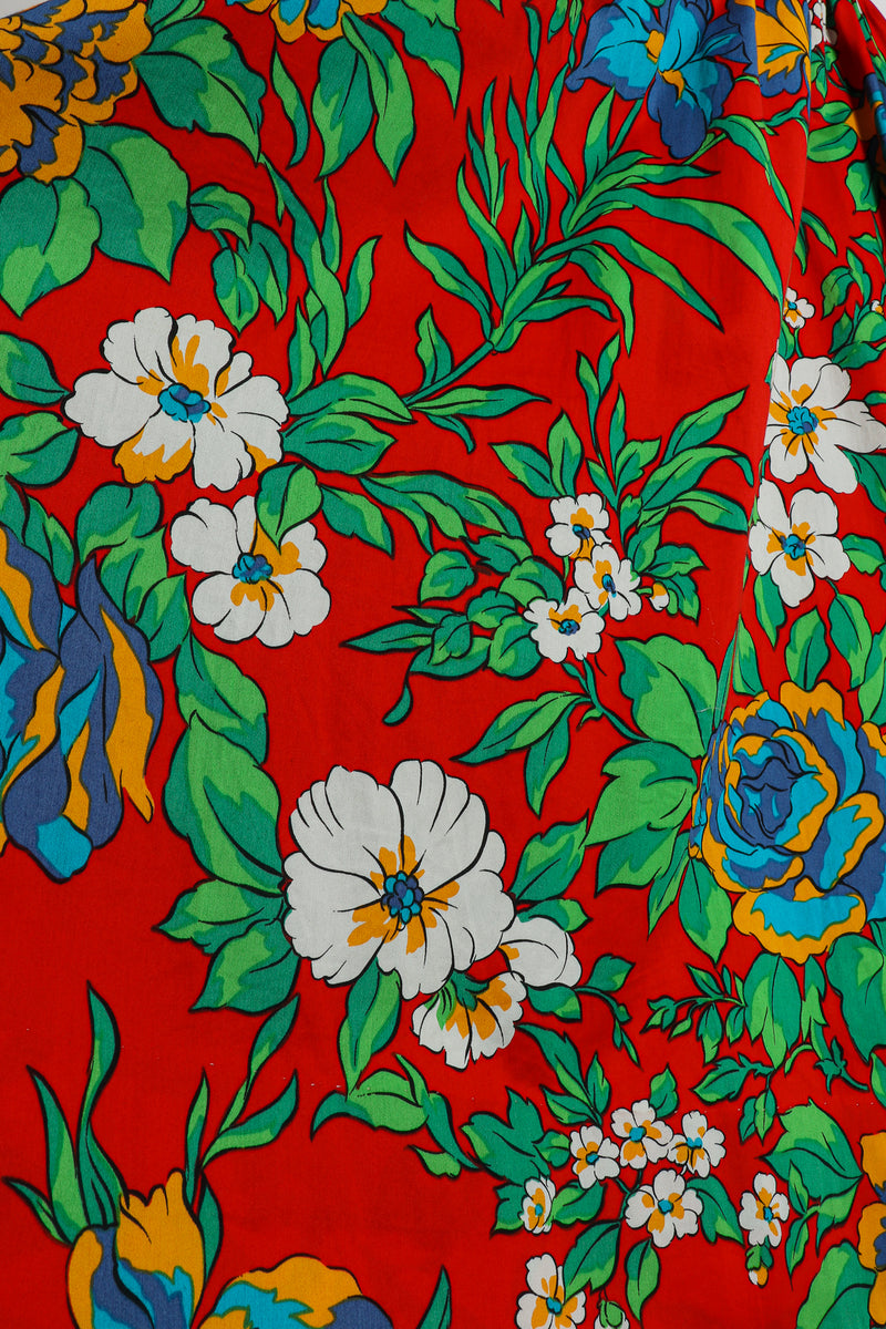Vintage Yves Saint Laurent YSL Floral Sateen Wrap Dress fabric detail at Recess Los Angeles