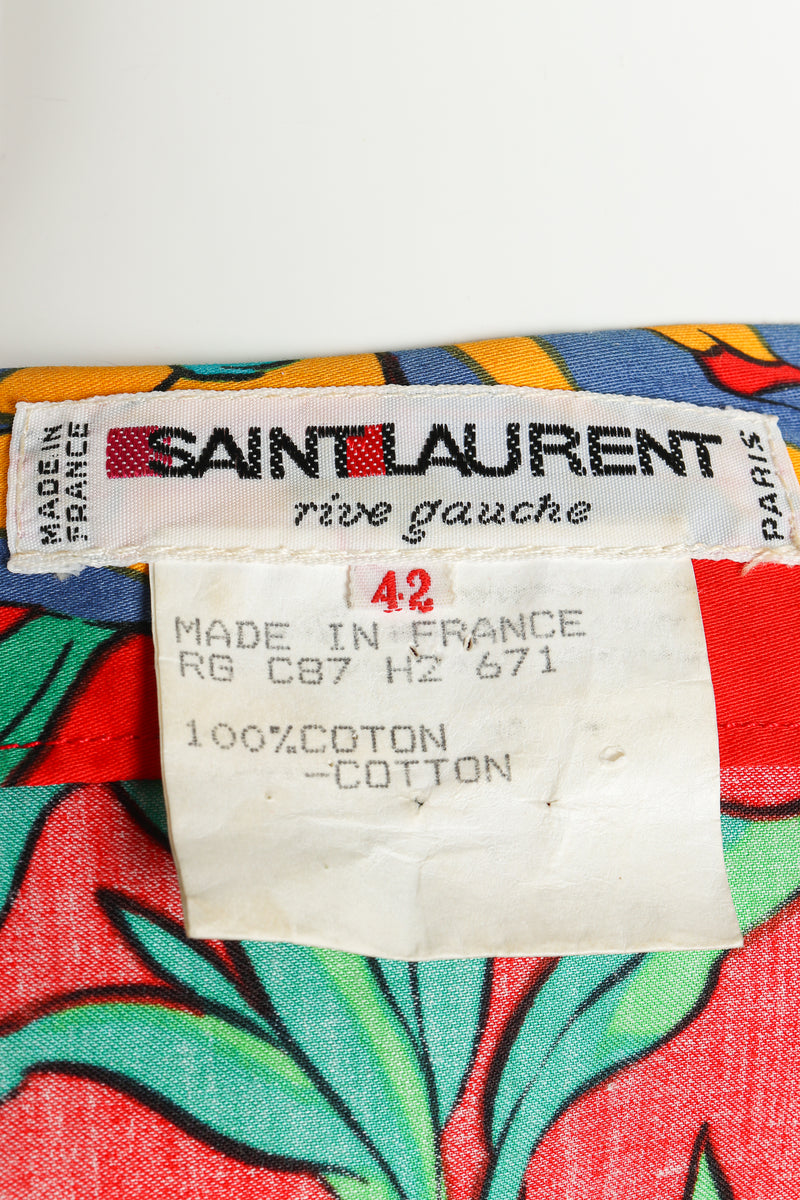Vintage Yves Saint Laurent YSL Floral Sateen Wrap Dress label at Recess Los Angeles