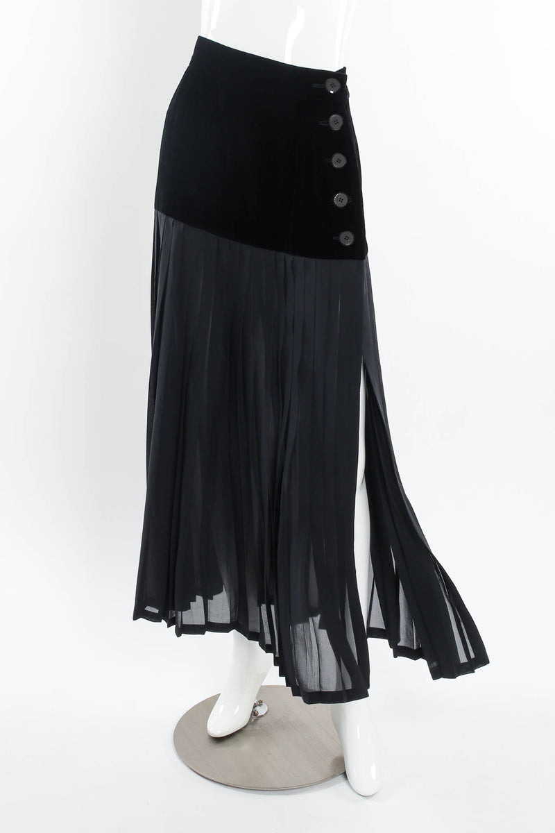 Vintage Yves Saint Laurent Silk Velvet Pleated Skirt mannequin slit @ Recess Los Angeles