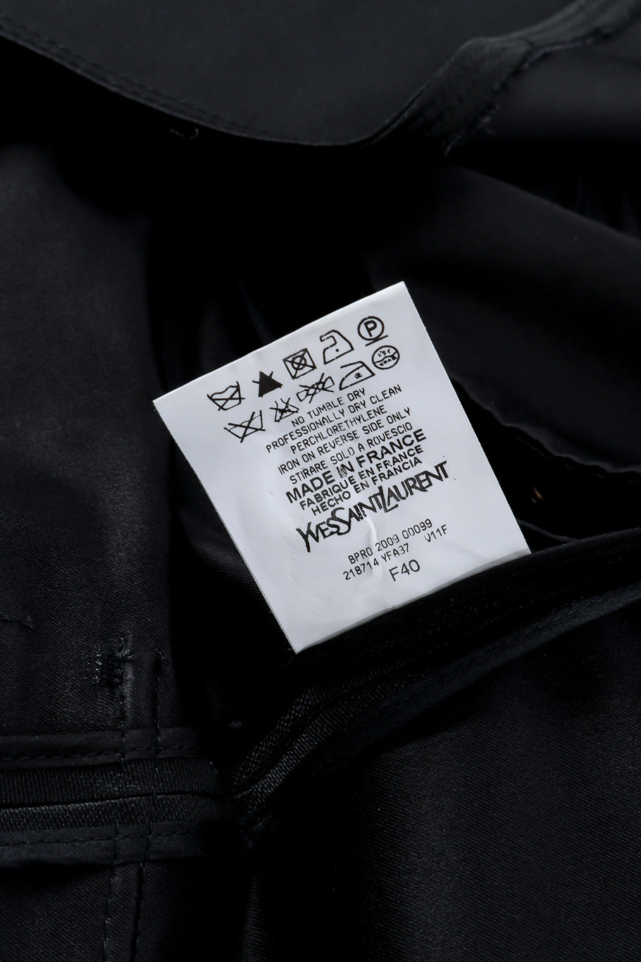 Grommet jacket by Yves Saint Laurent care tag  @recessla