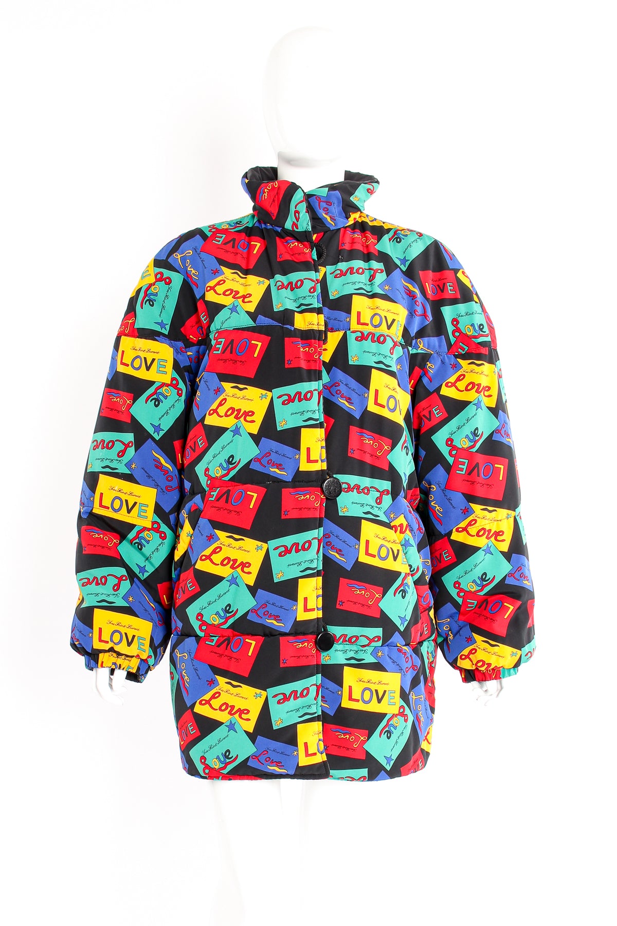 asa　寝具　YSL yves saint laurent ダウン Vintage YSL Yves Saint Laurent Reversible Love Print Puffer