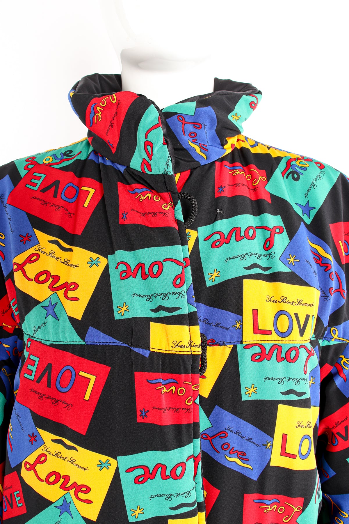 Vintage YSL Yves Saint Laurent Reversible Love Print Puffer Coat