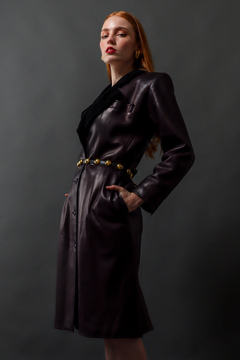 ysl leather dress biker dress in grained leather in Black | Saint Laurent | YSL US