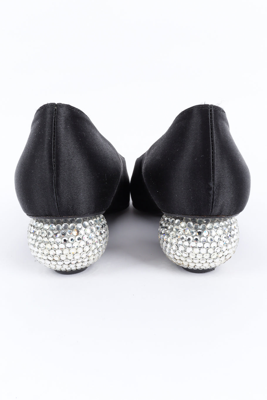 Vintage Yves Saint Laurent Rhinestone Disco Ball Satin Heels back @ Recess LA