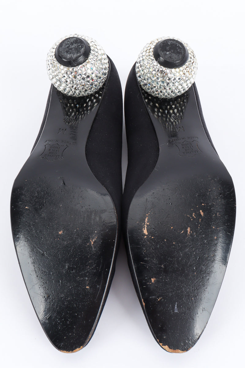 Vintage Yves Saint Laurent Rhinestone Disco Ball Satin Heels worn heels @ Recess LA