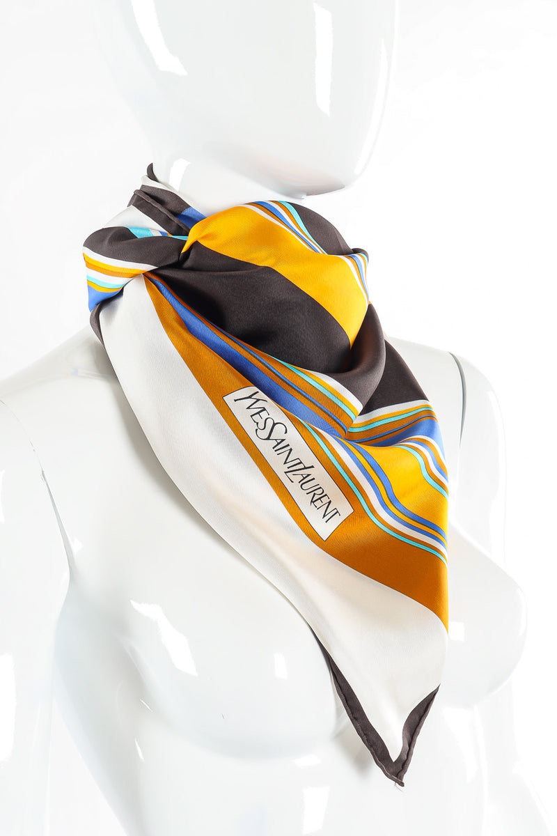 Striped Silk Scarf by Yves Saint Laurent Photo on Mannequin @recessla