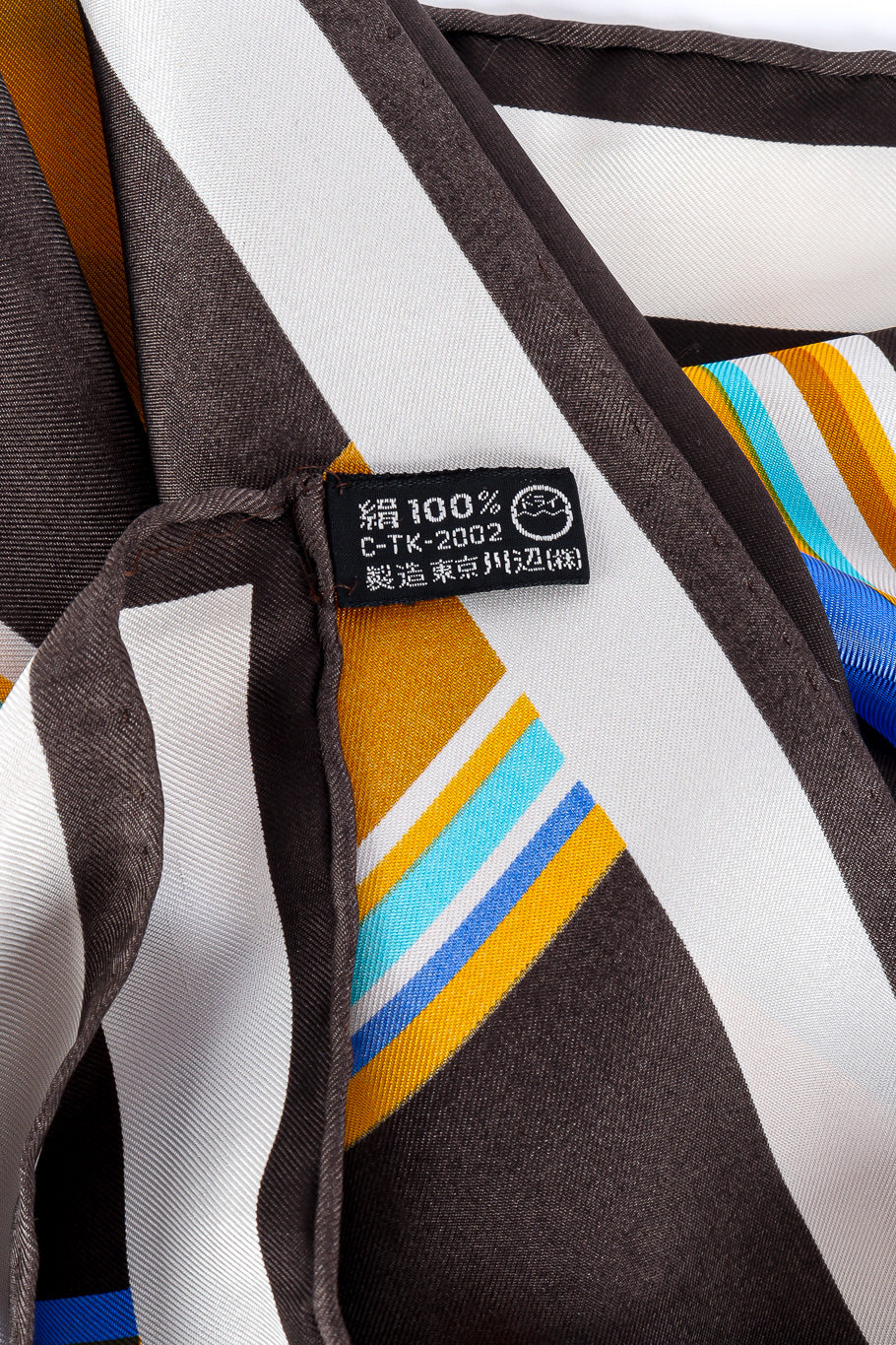 Striped Silk Scarf by Yves Saint Laurent Photo of Fabric Content Label @recessla