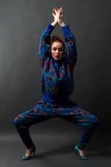 Vintage Saint Laurent Abstract Floral Knit Sweater & Pant Set on model Emily @ Recess LA