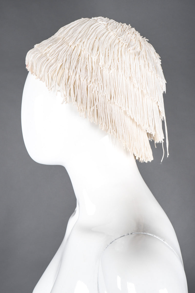 Recess Los Angeles Vintage YSL Yves Saint Laurent Fringed Cloche Casque Bridal Wedding Hat