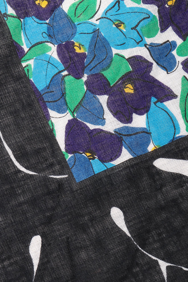Recess Los Angeles Vintage Yves Saint Laurent YSL Oversized Floral Linen Sarong Scarf