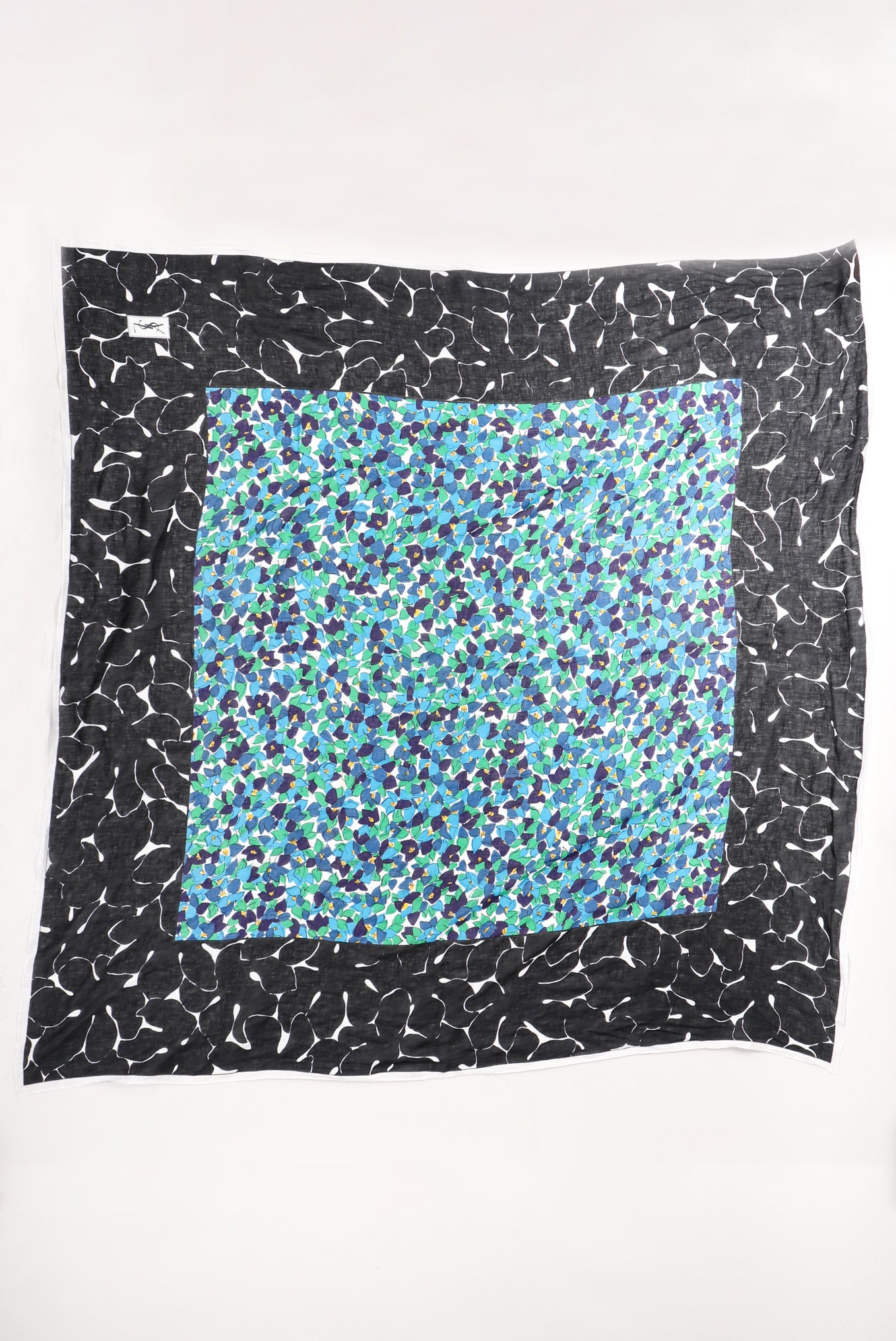 Recess Los Angeles Vintage Yves Saint Laurent YSL Oversized Floral Linen Sarong Scarf