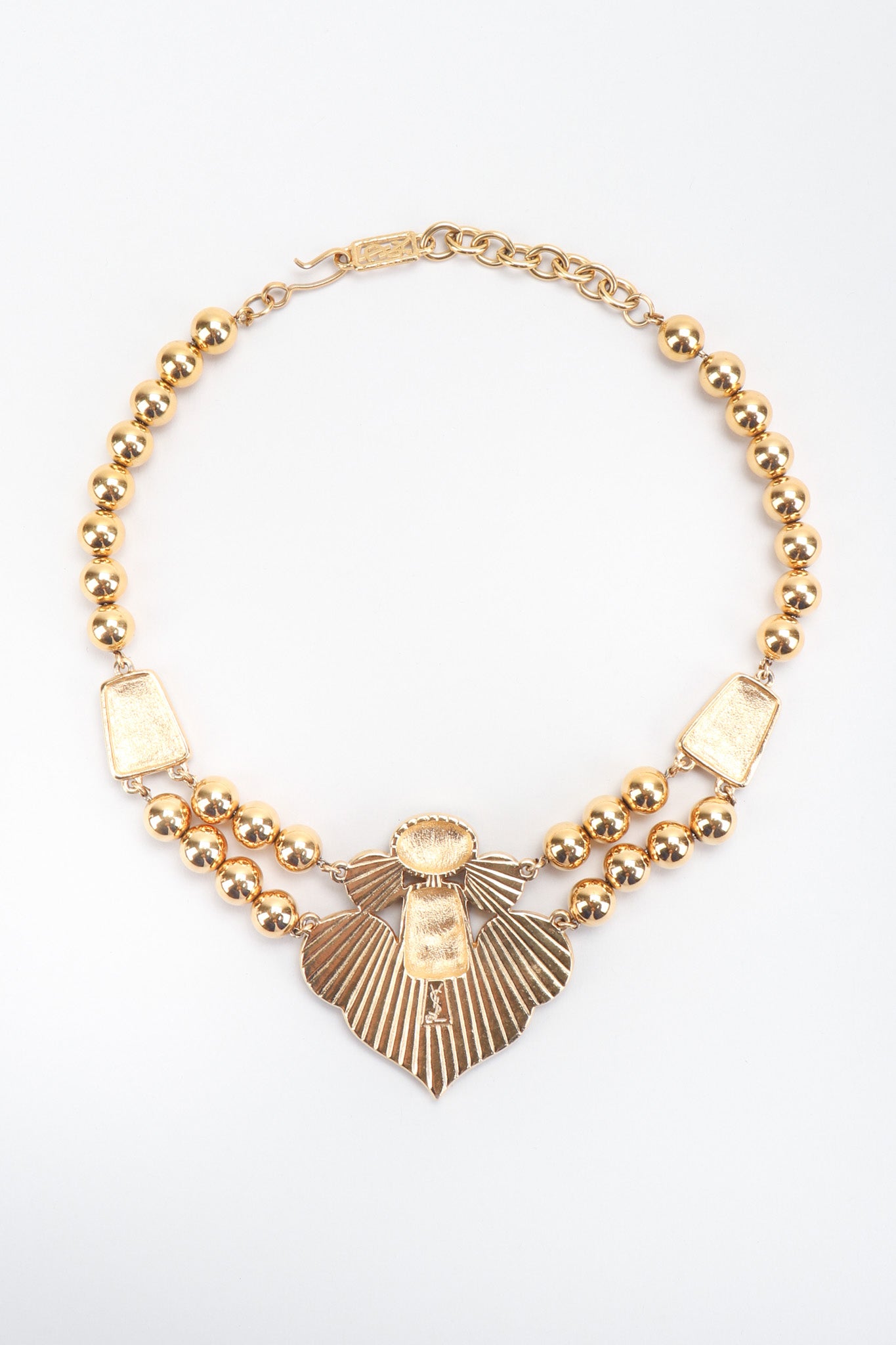 Recess Los Angeles Vintage YSL Yves Saint Laurent Enamel Moroccan Arabesque Necklace and Earring Set