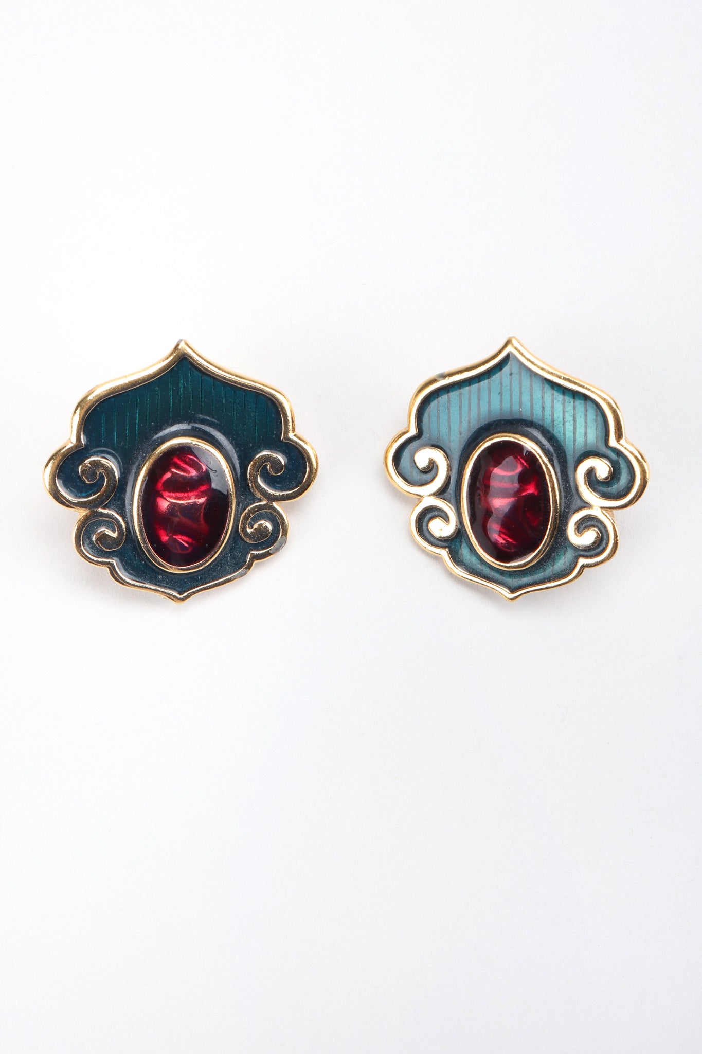 Recess Los Angeles Vintage YSL Yves Saint Laurent Enamel Moroccan Arabesque Necklace and Earring Set