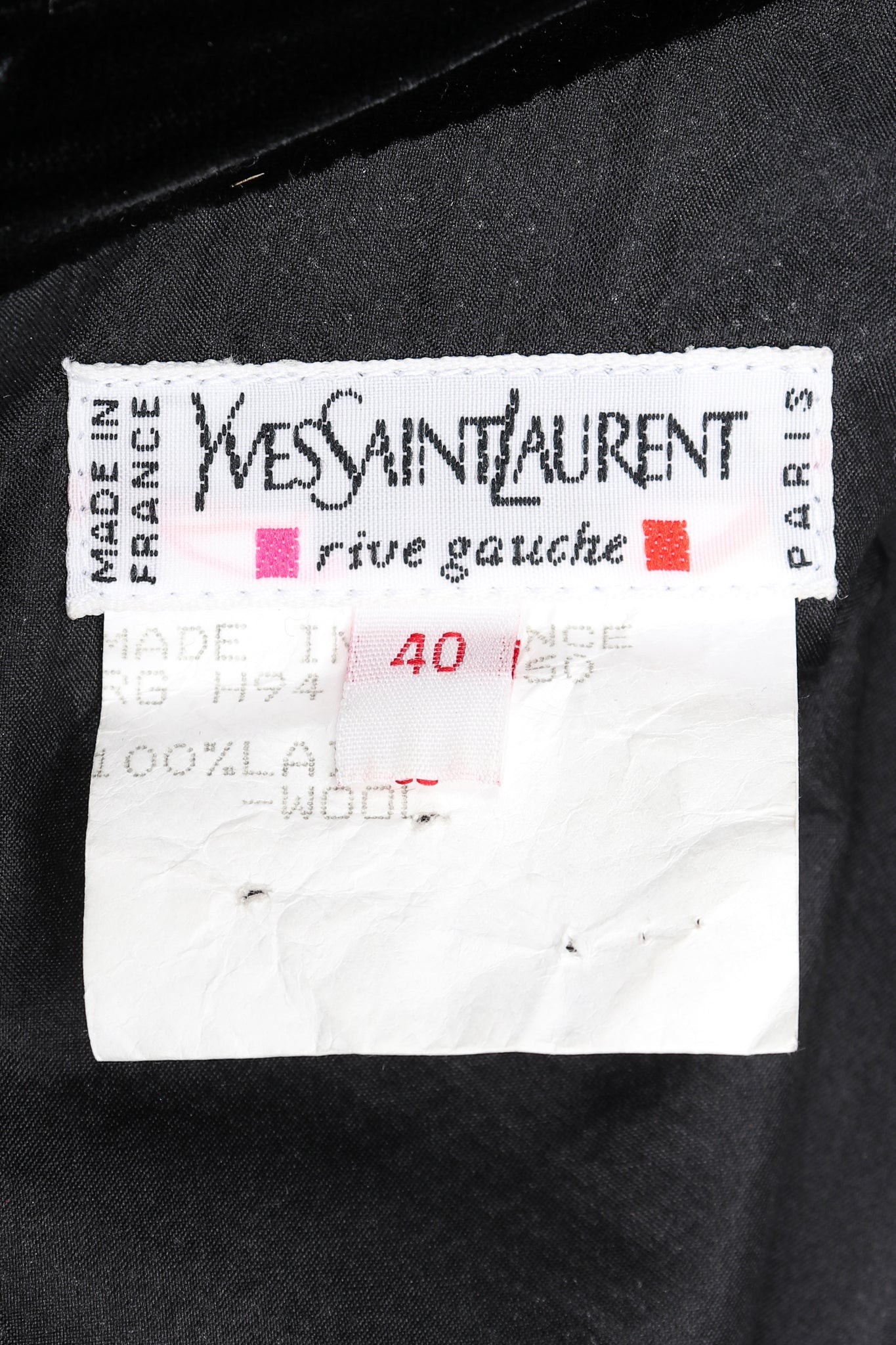 Recess Designer Consignment Vintage Yves Saint Laurent Rive Gauche YSL Velvet Blouson Dolman Dress Los Angeles Resale