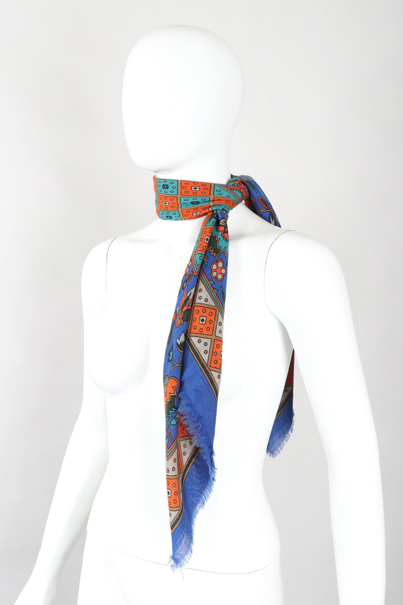 Recess Designer Consignment Vintage Yves Saint Laurent YSL Flourish Folk Russian Collection Silk Scarf Los Angeles Resale