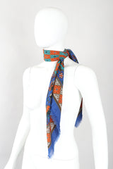 Recess Designer Consignment Vintage Yves Saint Laurent YSL Flourish Folk Russian Collection Silk Scarf Los Angeles Resale