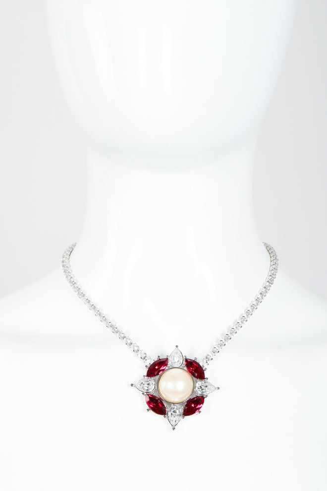 Vintage Yves Saint Laurent YSL Crystal Lifesaver Necklace on mannequin at Recess Los Angeles