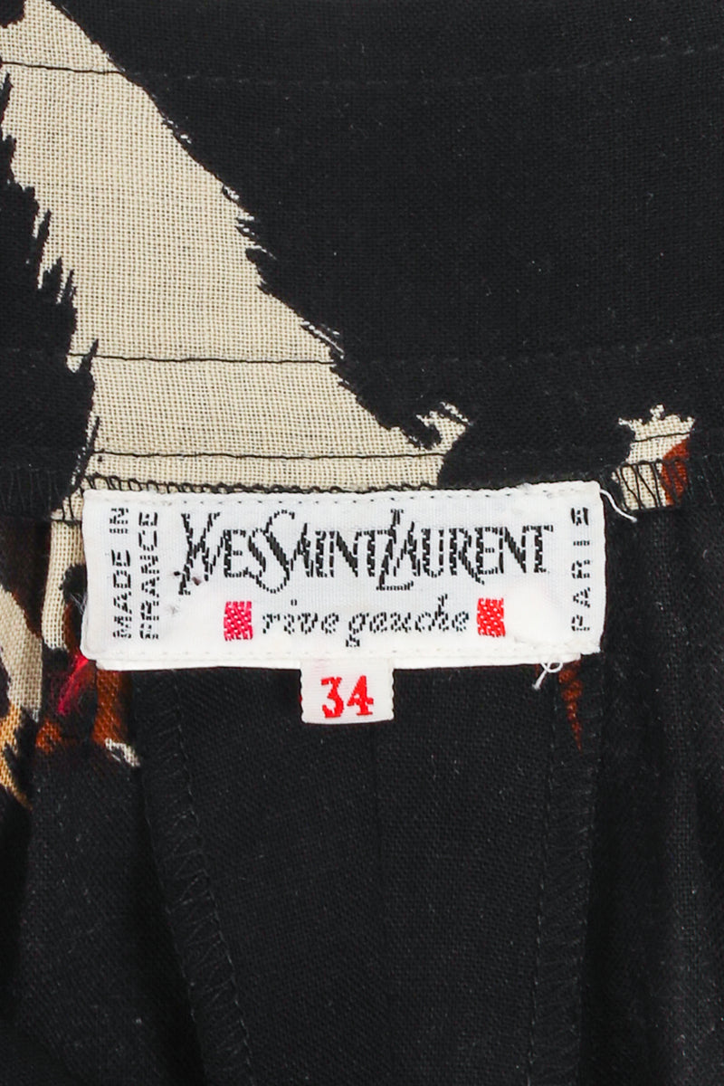 Vintage Yves Saint Laurent YSL Cropped Wide Leg Animal Safari Pant label at Recess LA