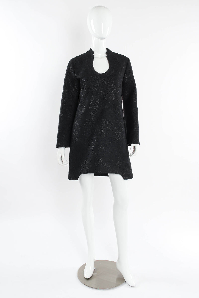 Vintage Yves Saint Laurent 2010 A/W Wool Brocade Shift Dress mannequin front @ Recess LA