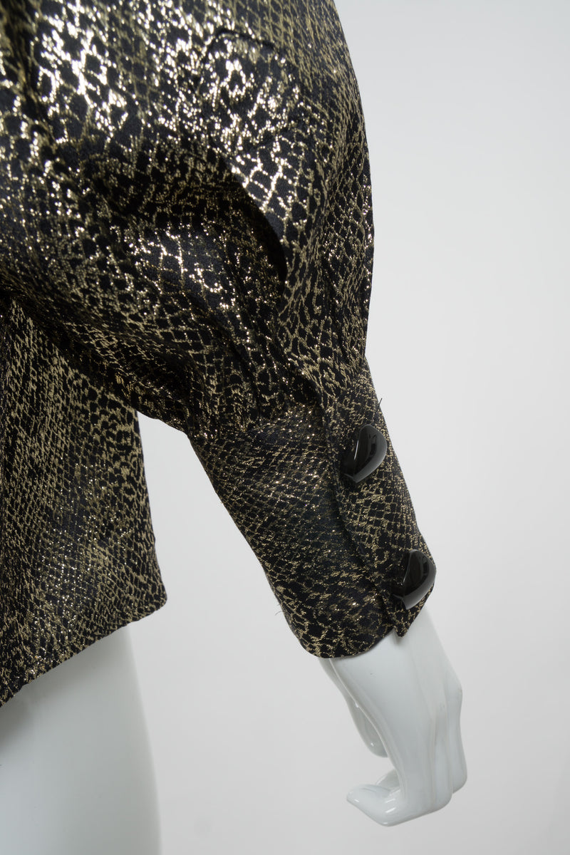 YSL Yves Saint Laurent Disco Snake Print Lamé Blouse & Skirt Set