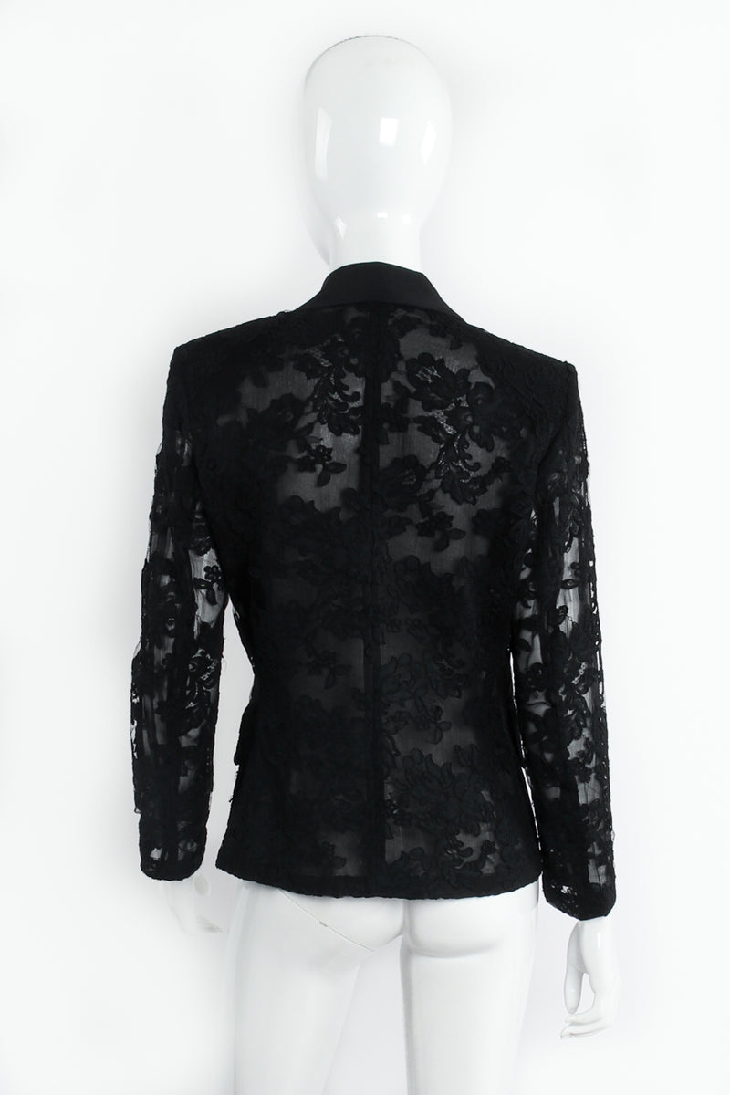 Vintage Yves Saint Laurent Alençon Lace Tuxedo Jacket on Mannequin Back at Recess LA