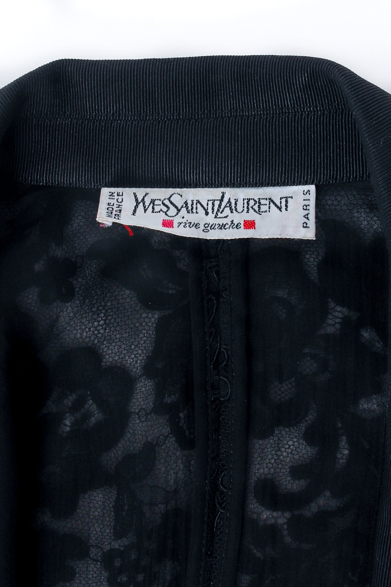 Vintage Yves Saint Laurent Alençon Lace Tuxedo Jacket Label at Recess LA
