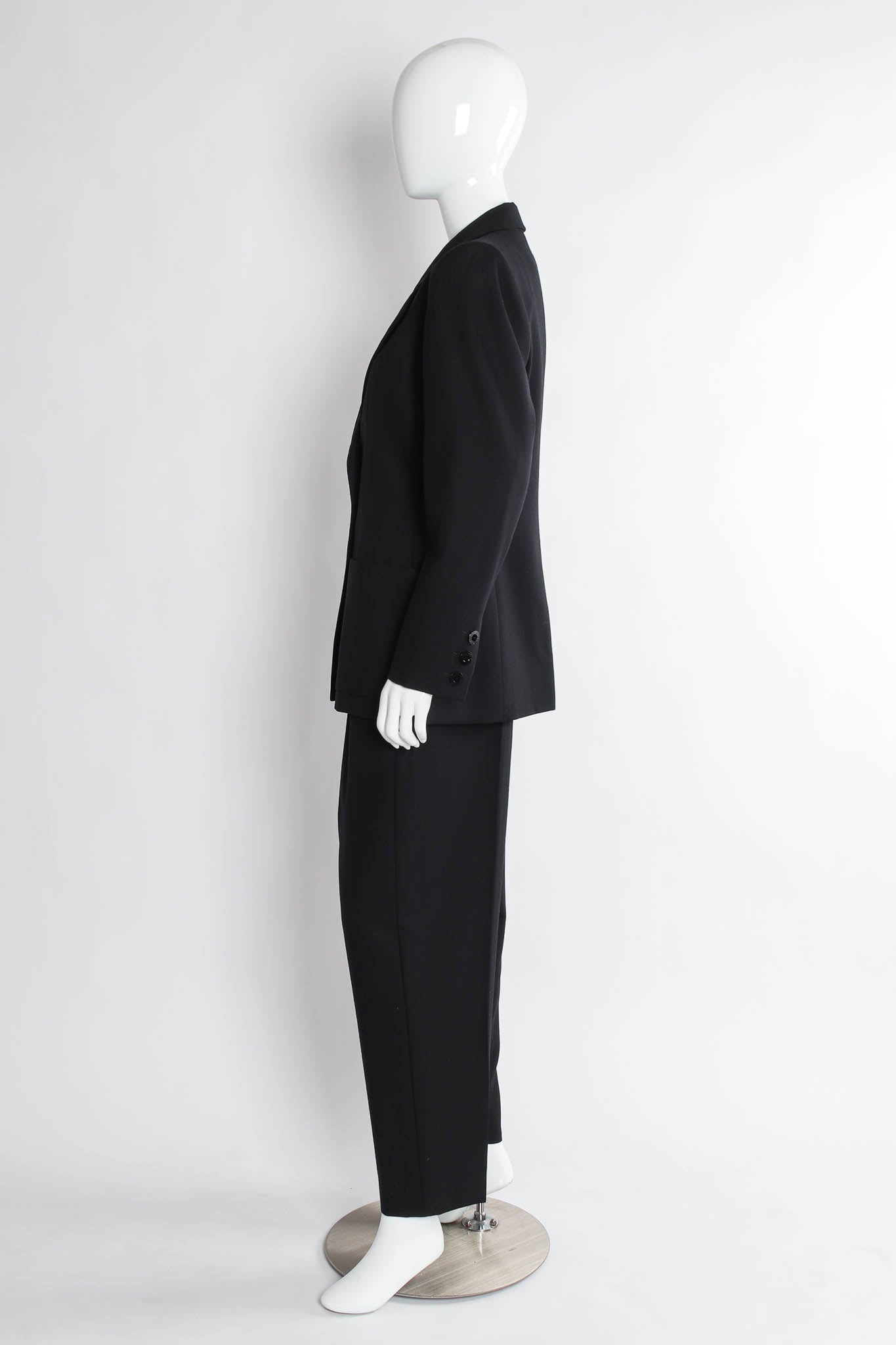 Vintage Yves Saint Laurent 1990s Wool Tux Blazer & Pant Set mannequin side @ Recess LA