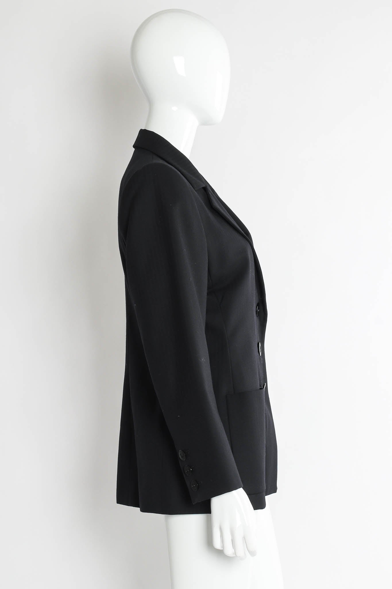 Vintage Yves Saint Laurent 1990s Wool Tux Blazer & Pant Set mannequin blazer side @ Recess LA