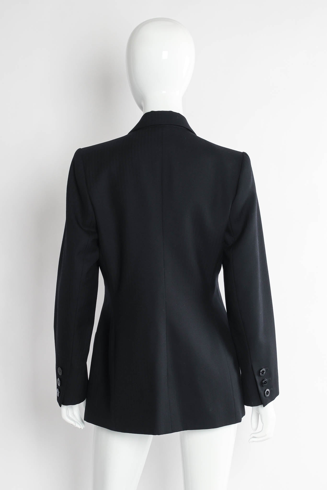Vintage Yves Saint Laurent 1990s Wool Tux Blazer & Pant Set mannequin blazer back @ Recess LA