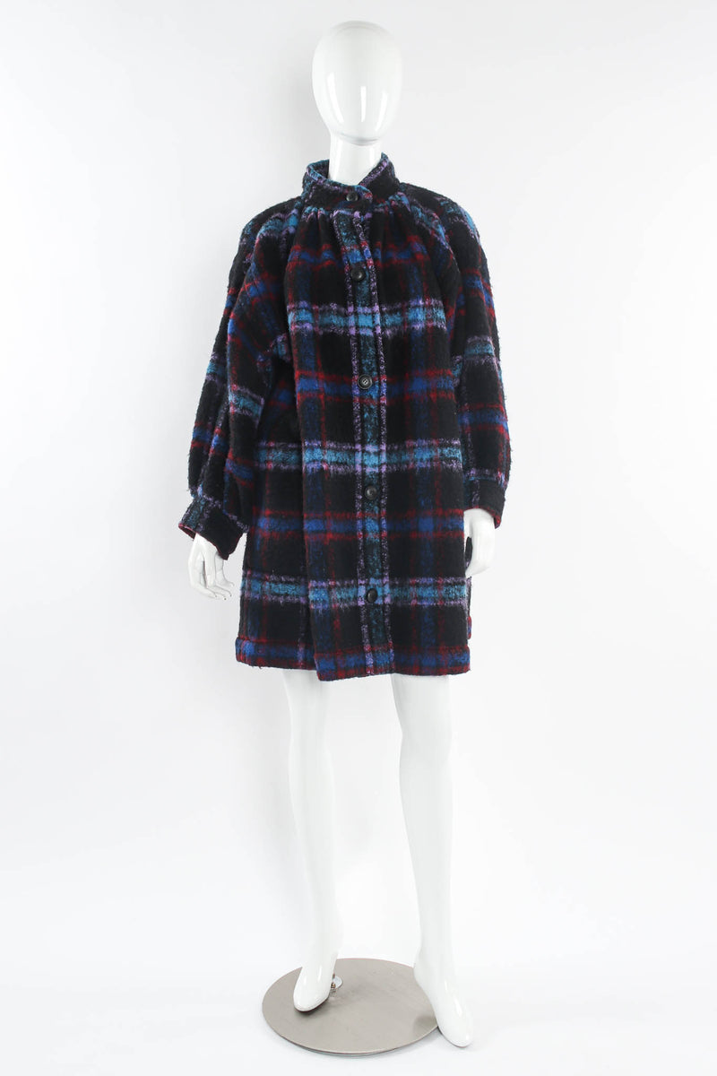 Vintage Saint Laurent Plaid Wool Coat mannequin front @ Recess Los Angeles