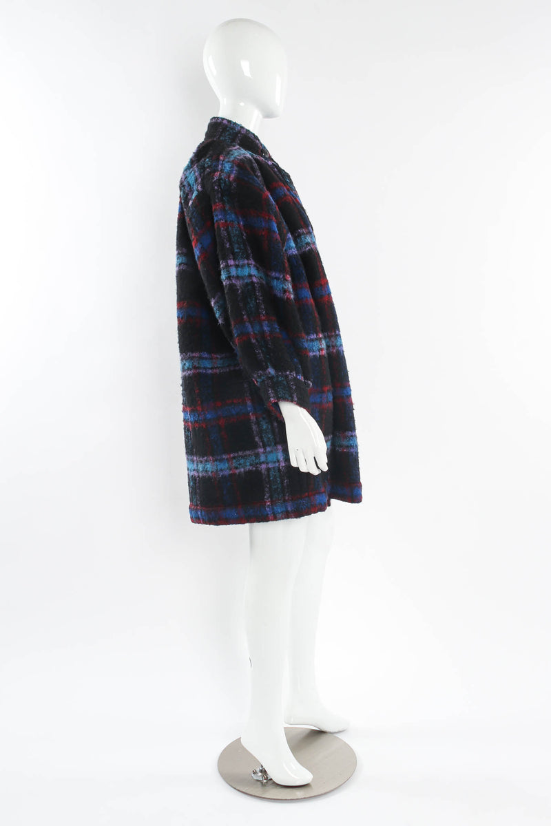 Vintage Saint Laurent Plaid Wool Coat mannequin side @ Recess Los Angeles