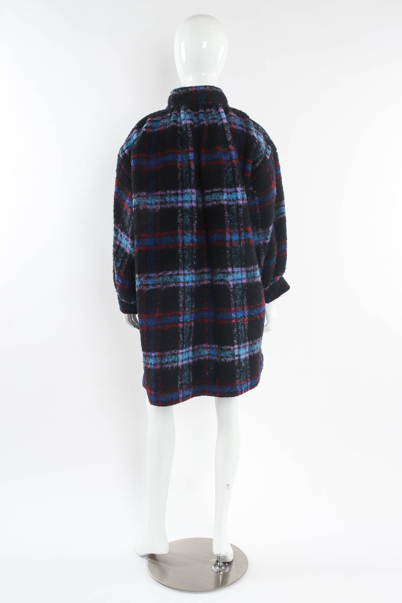 Vintage Saint Laurent Plaid Wool Coat mannequin back @ Recess Los Angeles