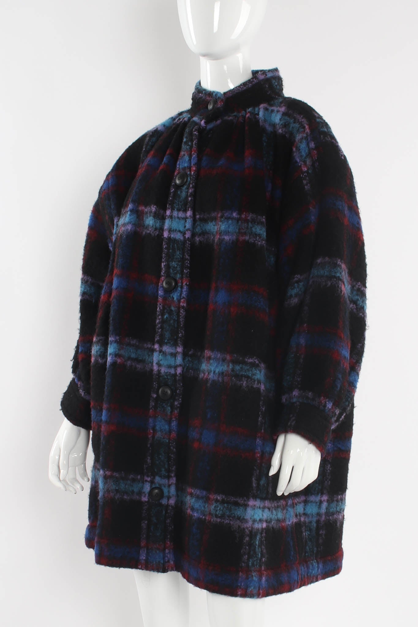 Vintage Saint Laurent Plaid Wool Coat mannequin close angle @ Recess Los Angeles
