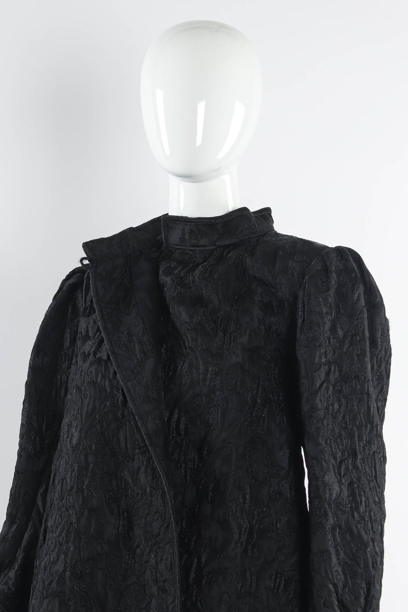 Vintage Yves Saint Laurent Floral Embroidered Quilted Jacket mannequin wrap neck open @ Recess LA