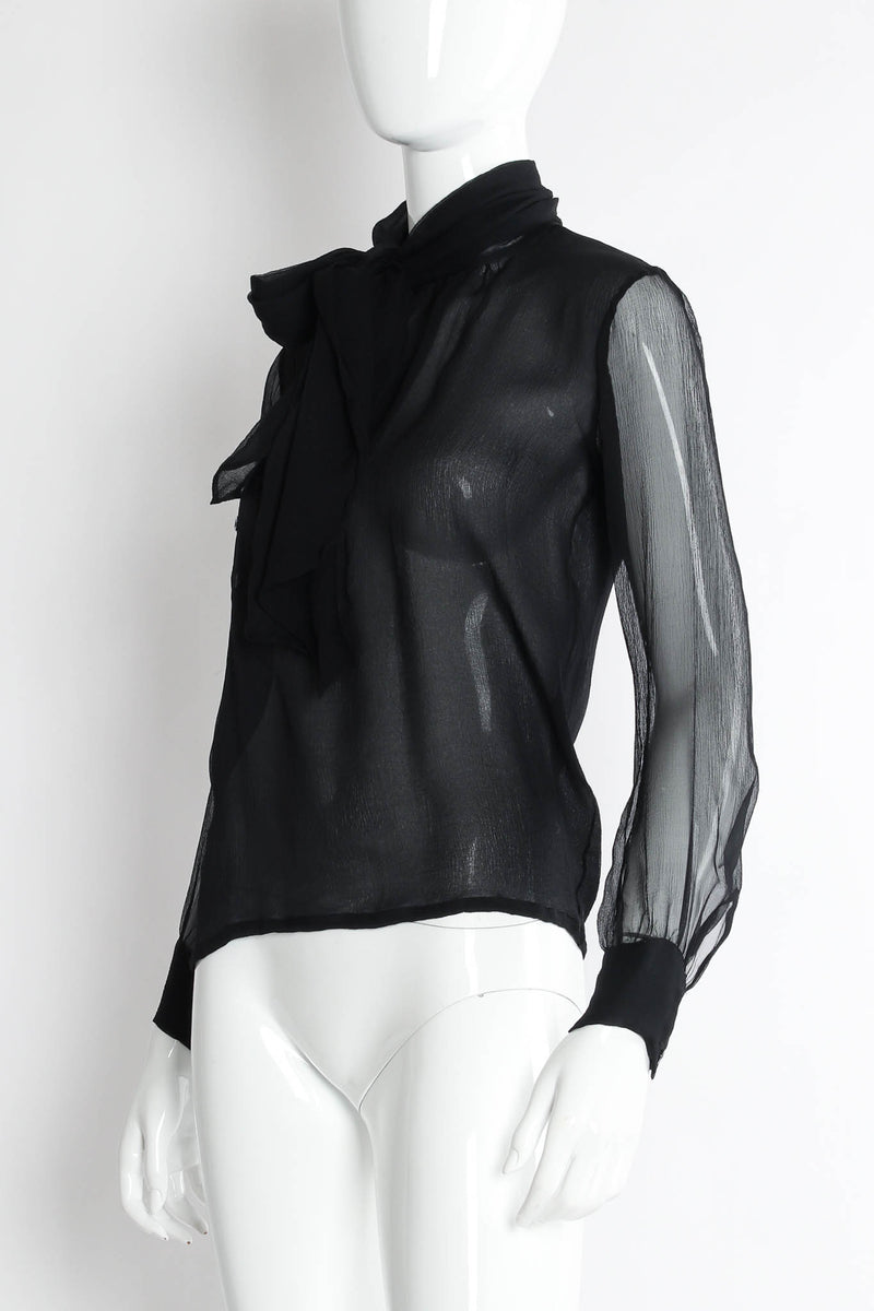 Vintage Saint Laurent Sheer Silk Tie Blouse mannequin angle @ Recess Los Angeles