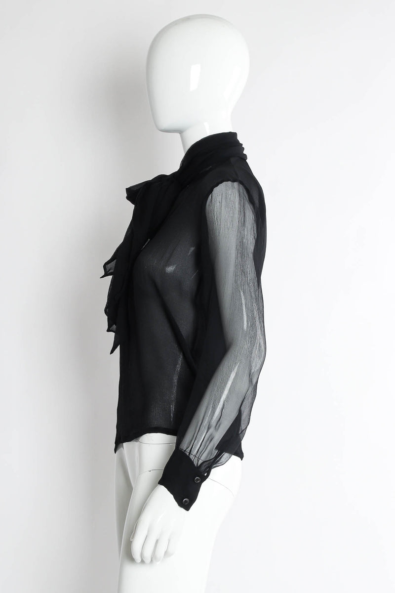Vintage Saint Laurent Sheer Silk Tie Blouse mannequin side @ Recess Los Angeles