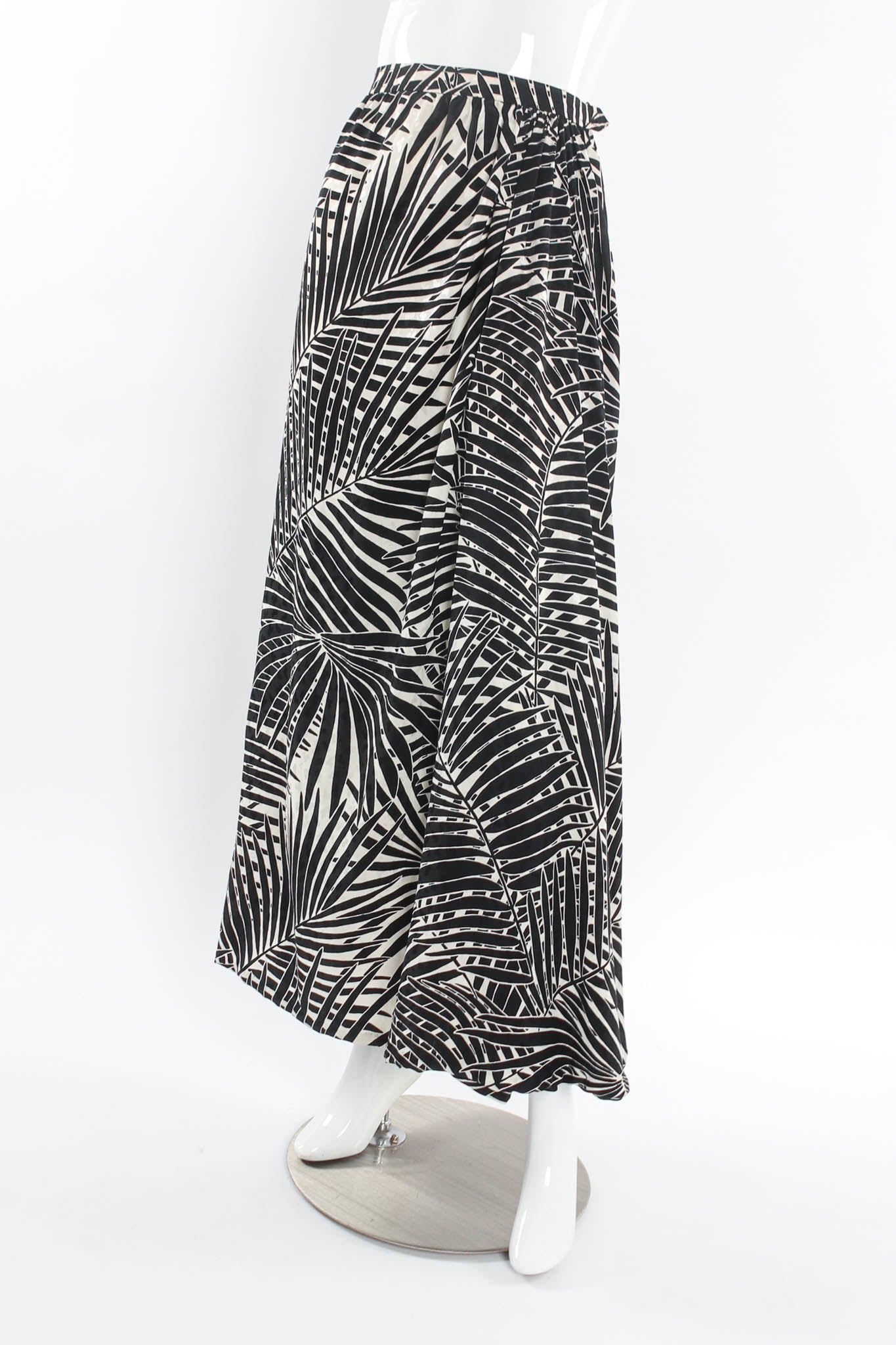 Vintage Saint Laurent Palm Leaves Silk Maxi Skirt mannequin side angle @ Recess Los Angeles