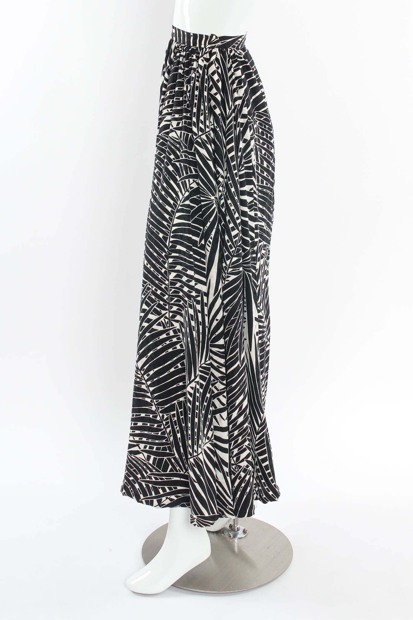 Vintage Saint Laurent Palm Leaves Silk Maxi Skirt mannequin side drape @ Recess Los Angeles