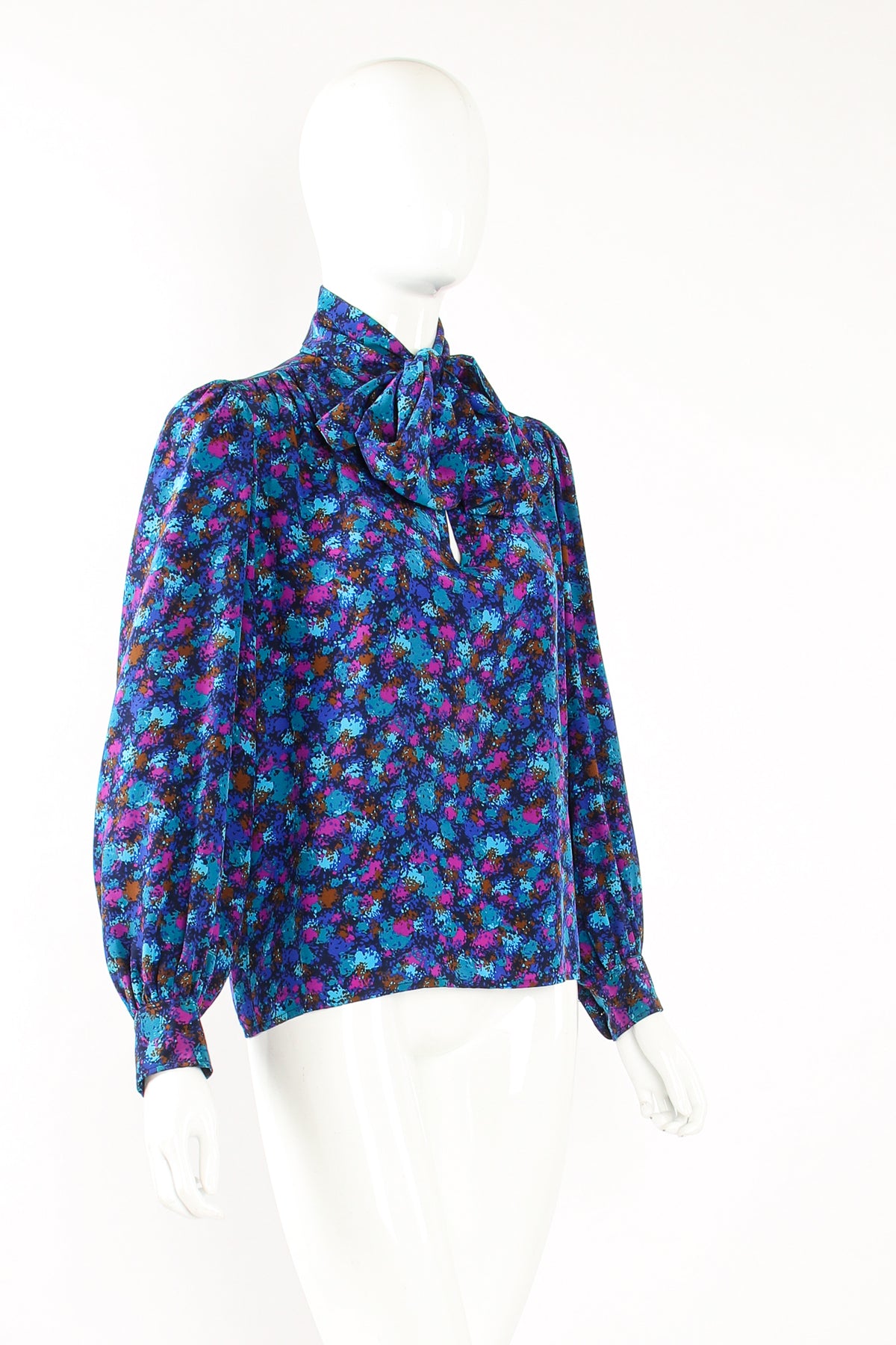 Vintage YSL Yves Saint Laurent Silk Splatter Bow Blouse – Recess