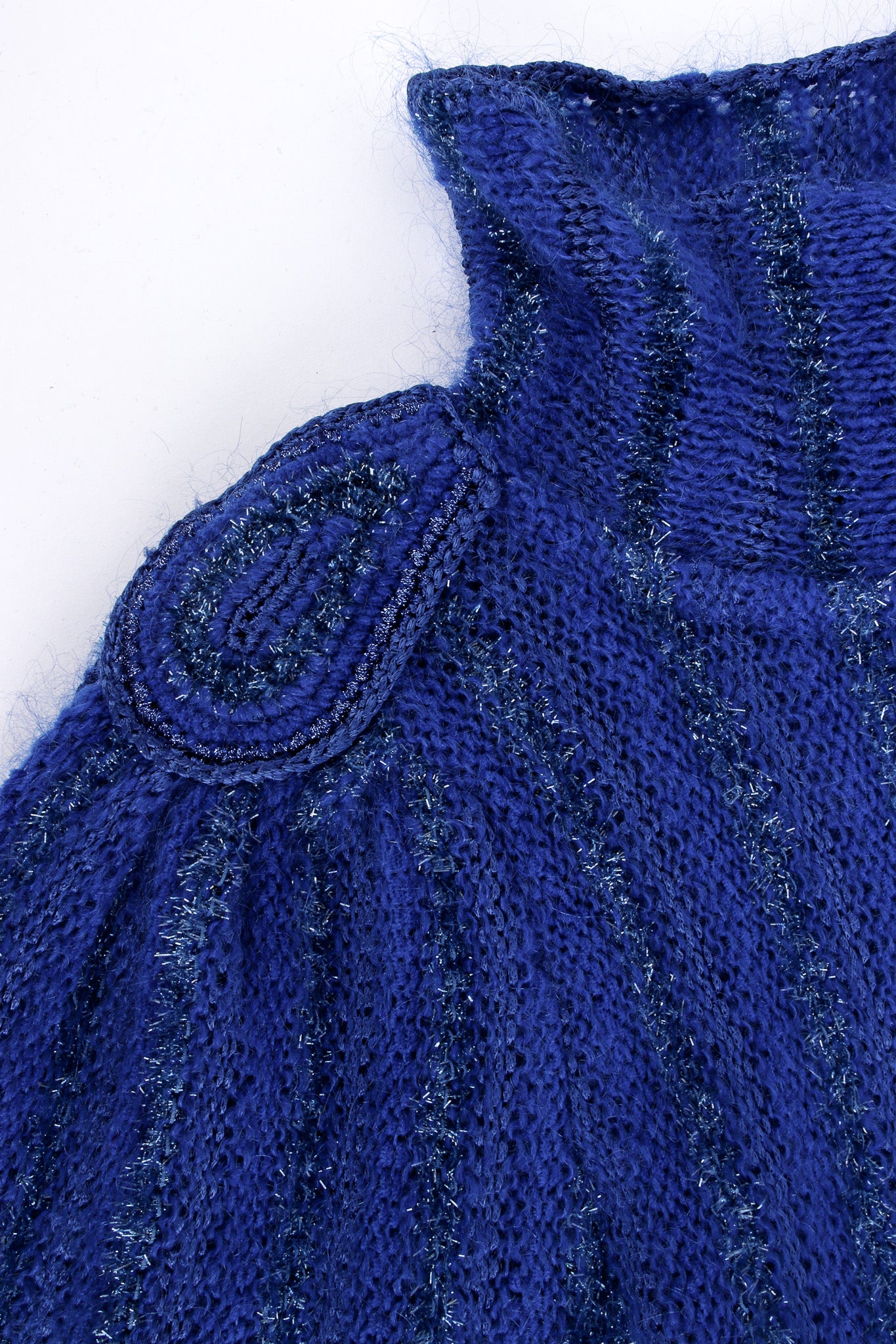Vintage Yves Saint Laurent Stripe Wool Blend Sweater collar/soutache shoulder @ Recess LA