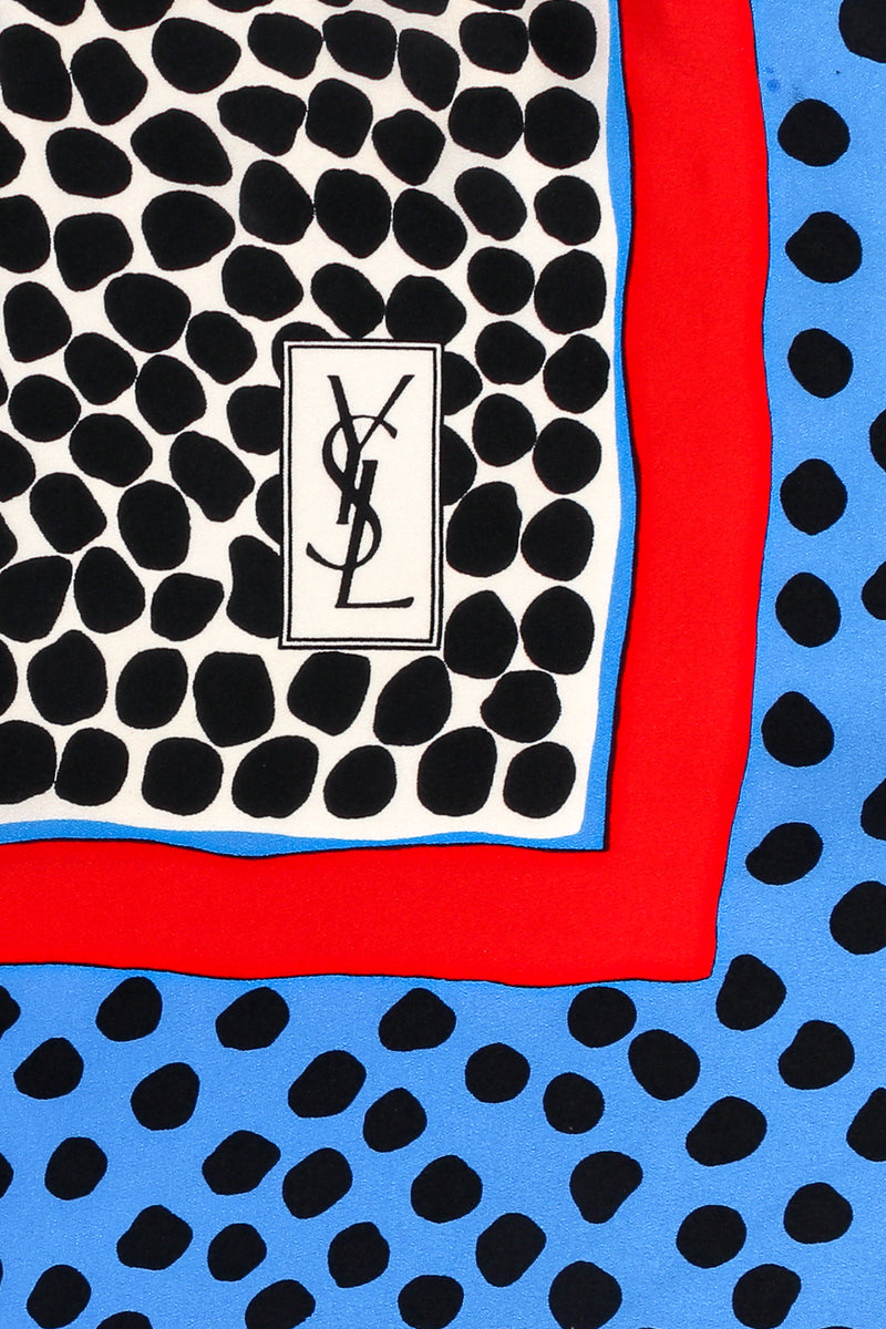 Vintage Yves Saint Laurent YSL Dalmatian Dot Silk Scarf signature at Recess Los Angeles